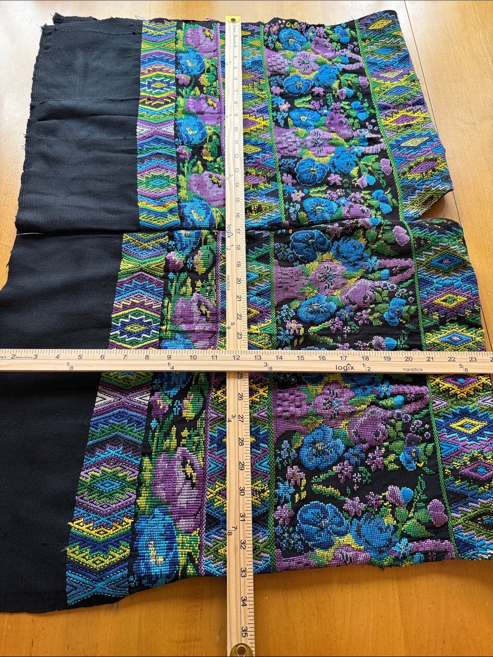 Handmade Embroidered Poncho Cape Black Purple Blue Floral Unique Boho Artsy - Picture 9 of 9